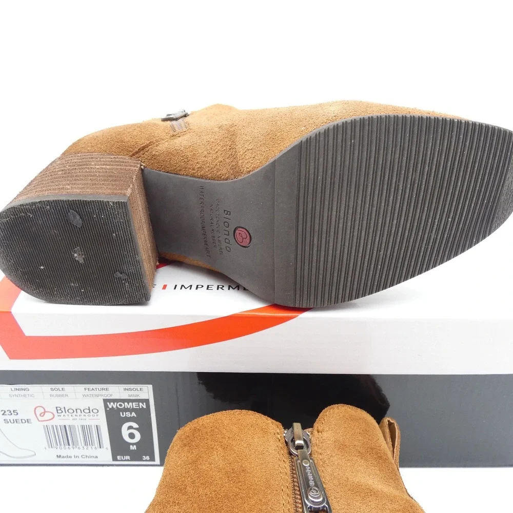 Blondo Siena Waterproof Camel Suede Ankle Boots B7125 Womens 6 M
